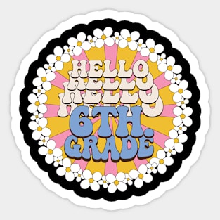 Retro Hello Sixth Grade Back To School 6th Grade Teacher Sticker